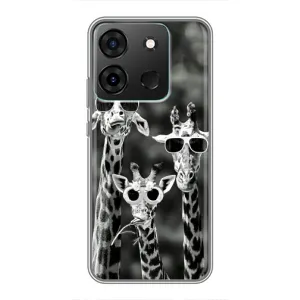 Силиконовый чехол с КАРТИНКАМИ лето для Infinix Smart 7 (AlphaPrint) (Жирафы в очках)