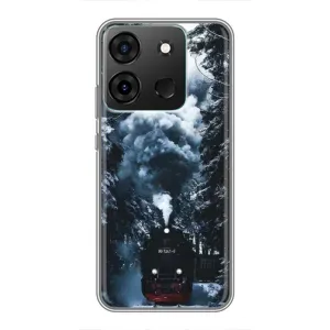 Новогодние, Праздничные Чехлы для Infinix Smart 7 - 2024 год (Зимний поезд)