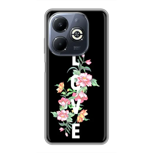 Чехол с принтом «Цветы LOVE» для Infinix Smart 8 Plus Чехол с принтом «Цветы LOVE» для Infinix Smart 8 Plus