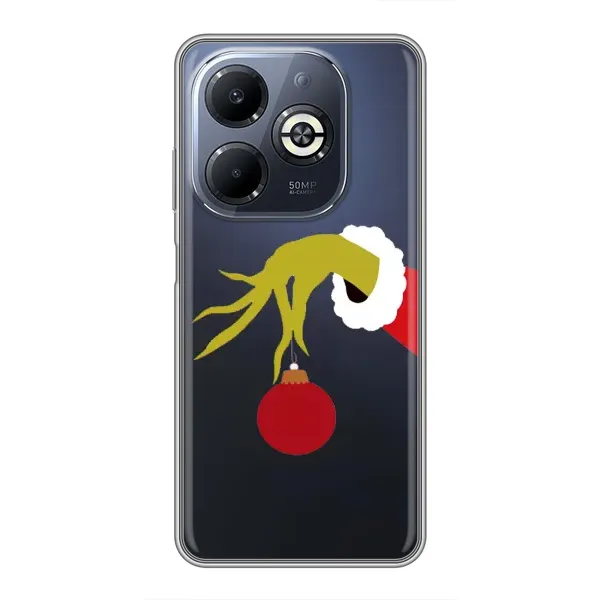 Чехол с принтом «Гринч с игрушкой» для Infinix Smart 8 Plus