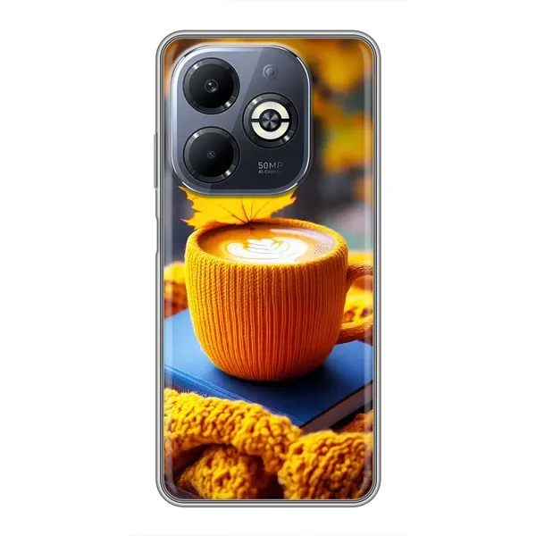 Чохол з принтом «Кава на жовтому пледі» для Infinix Smart 8 Plus