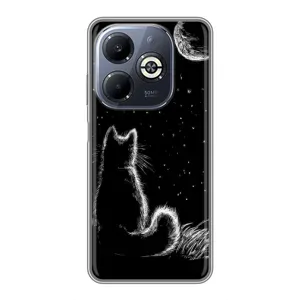 Чохол з принтом для Infinix Smart 8 Plus (AlphaPrint) Модні коти (Котик і місяць)