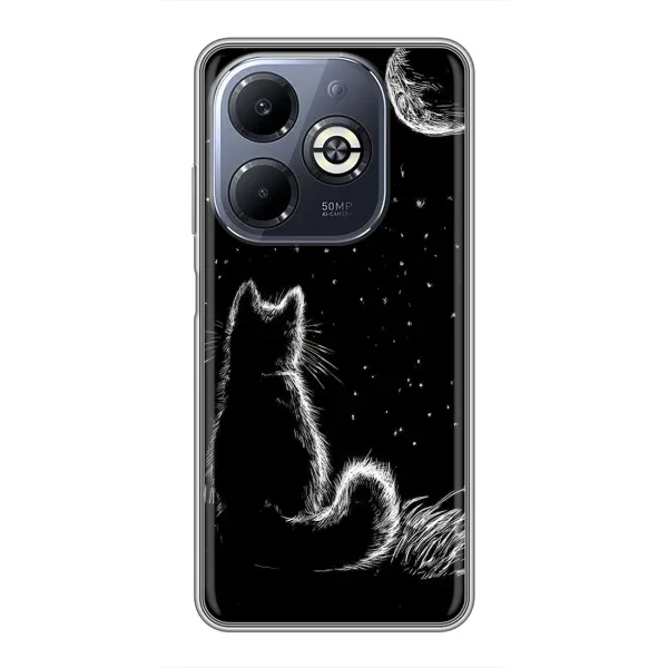 Чехол с принтом «Котик и луна» для Infinix Smart 8 Plus
