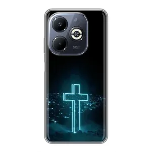 Чехол для Infinix Smart 8 Plus (AlphaPrint) - (Христианские) (Крест и город)