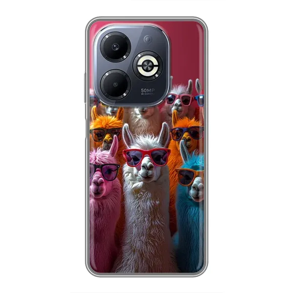 Чехол с принтом «Ламы в очках» для Infinix Smart 8 Plus Чехол с принтом «Ламы в очках» для Infinix Smart 8 Plus
