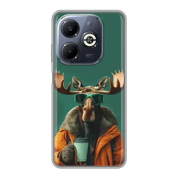 Чехол с принтом «Лось с кофе» для Infinix Smart 8 Plus Чехол с принтом «Лось с кофе» для Infinix Smart 8 Plus
