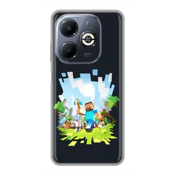Чохол з принтом «персонажі Minecraft» для Infinix Smart 8 Plus Чохол з принтом «персонажі Minecraft» для Infinix Smart 8 Plus