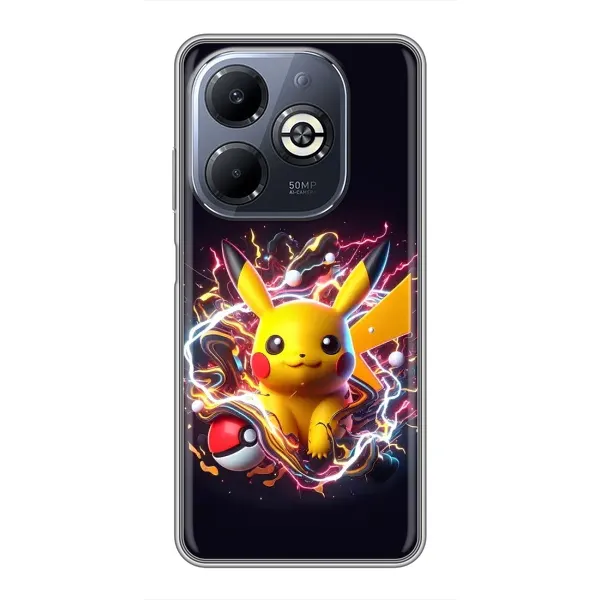 Чохол з принтом «Пікачу з м'ячем» для Infinix Smart 8 Plus Чохол з принтом «Пікачу з м'ячем» для Infinix Smart 8 Plus