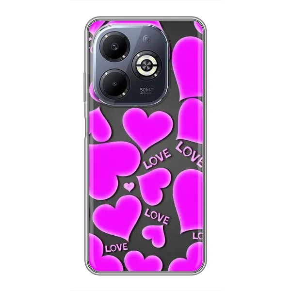 Чехол с принтом «Pink hearts» для Infinix Smart 8 Plus Чехол с принтом «Pink hearts» для Infinix Smart 8 Plus