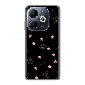 Чохол з розовим принтом для Infinix Smart 8 Plus (Рожеві квіти на чорному)