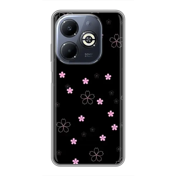Чохол з принтом «Рожеві квіти на чорному» для Infinix Smart 8 Plus Чохол з принтом «Рожеві квіти на чорному» для Infinix Smart 8 Plus