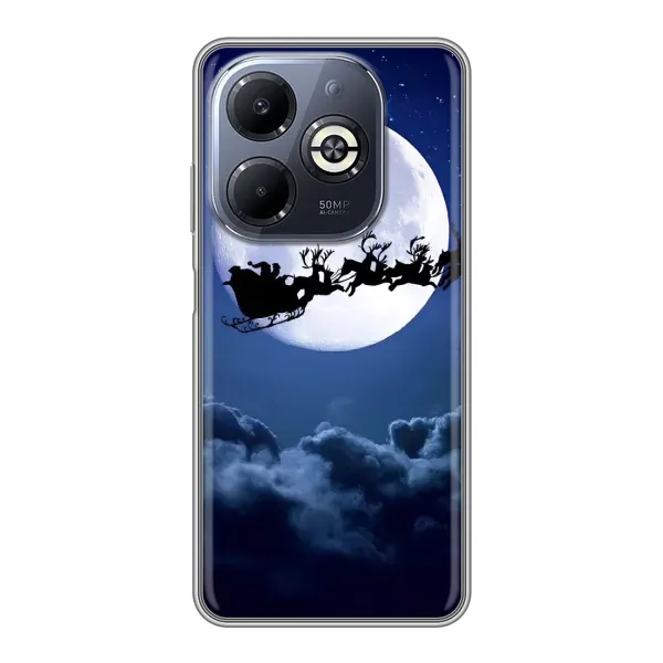 Чехол с принтом «Санта - луна» для Infinix Smart 8 Plus Чехол с принтом «Санта - луна» для Infinix Smart 8 Plus
