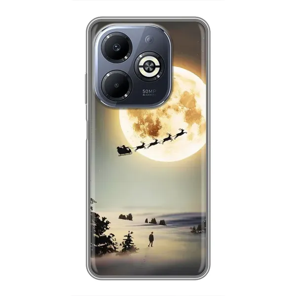Чехол с принтом «Санта на луне» для Infinix Smart 8 Plus