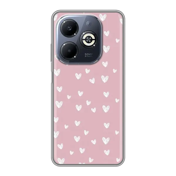 Чохол з принтом «Сердечки на рожевому» для Infinix Smart 8 Plus Чохол з принтом «Сердечки на рожевому» для Infinix Smart 8 Plus