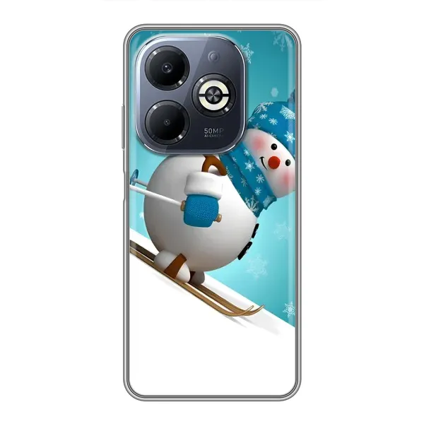 Чехол с принтом «Снеговик на лыжах» для Infinix Smart 8 Plus Чехол с принтом «Снеговик на лыжах» для Infinix Smart 8 Plus
