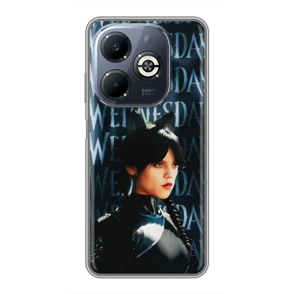 Чехол с принтом «Уэнздей кошка» для Infinix Smart 8 Plus Чехол с принтом «Уэнздей кошка» для Infinix Smart 8 Plus
