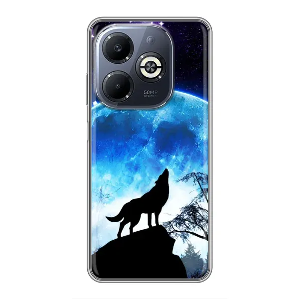 Чохол з принтом «Вовк на місяць» для Infinix Smart 8 Plus