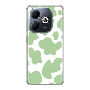 Чехол с принтом коровы на Инфиникс Смарт 8 Плюс (Зеленый принт)