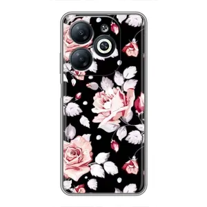 Чохли з квітами для Infinix Smart 8 (VPrint) (Квіти на чорному)