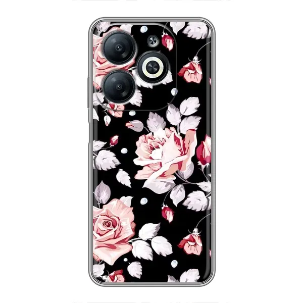 Чохол з принтом «Квіти на чорному» для Infinix Smart 8