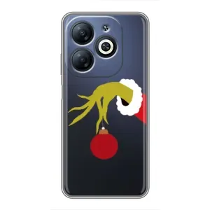 Зимні Чохли для Інфінікс Смарт 8 - прозорий фон (Грінч з іграшкою)
