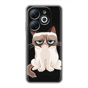 Чехол с принтом для Infinix Smart 8 (AlphaPrint) Модные коты (Грустный кот)