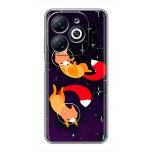 Чехлы с картинкой Лисички для Infinix Smart 8 (VPrint) (Лисички космонавты)