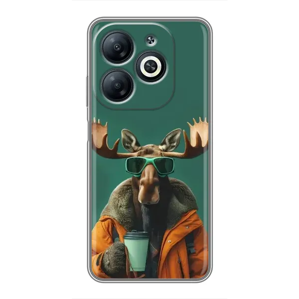 Чохол з принтом «Лось з кавою» для Infinix Smart 8 Чохол з принтом «Лось з кавою» для Infinix Smart 8