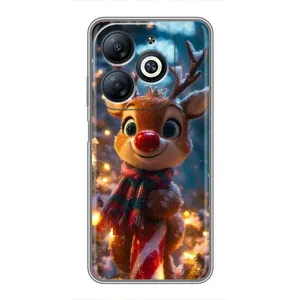 Яскравий чохол для Infinix Smart 8 з Зимові Оленята (Олень з шарфом)