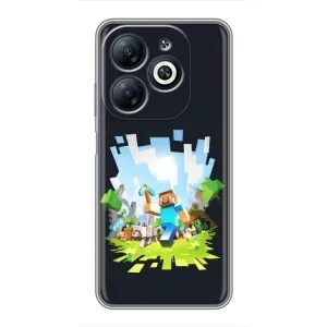 Чехол Майнкрафт на Infinix Smart 8 (AlphaPrint) Minecraft (персонажи Minecraft)