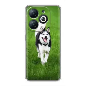 Чехол с Хаски для Infinix Smart 8 - (AlphaPrint) (Радостный Хаски)