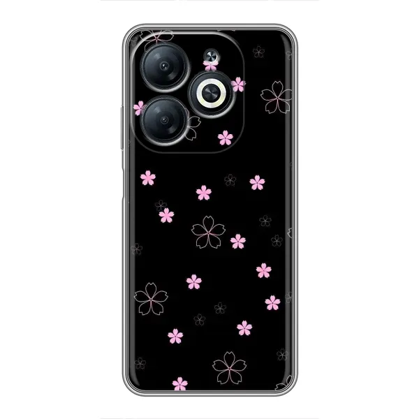 Чехол с принтом «Розовые цветы на черном» для Infinix Smart 8