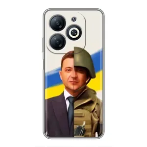 Чехол для Infinix Smart 8 (AlphaPrint - с принтом Зеленского) (Зеленский солдат)
