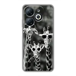 Силиконовый чехол с КАРТИНКАМИ лето для Infinix Smart 8 (AlphaPrint) (Жирафы в очках)