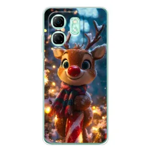 Яркий чехол для Infinix Smart 9 с Зимними Оленятами (Олень с шарфом)
