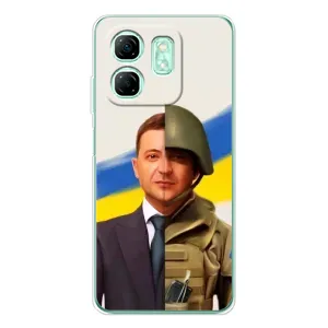 Чехол для Infinix Smart 9 (AlphaPrint - с принтом Зеленского) (Зеленский солдат)