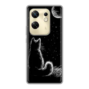 Чехол с принтом для Infinix Zero 30 (AlphaPrint) Модные коты (Котик и луна)