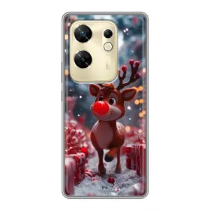 Яркий чехол для Infinix Zero 30 с Зимними Оленятами (Олень среди подарков)