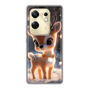 Яркий чехол для Infinix Zero 30 с Зимними Оленятами (Олененок)