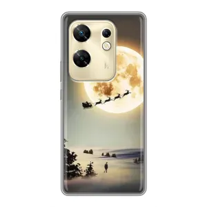 Новогодние, Праздничные Чехлы для Infinix Zero 30 - 2024 год (Санта на луне)