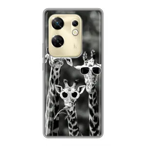 Силиконовый чехол с КАРТИНКАМИ лето для Infinix Zero 30 (AlphaPrint) (Жирафы в очках)