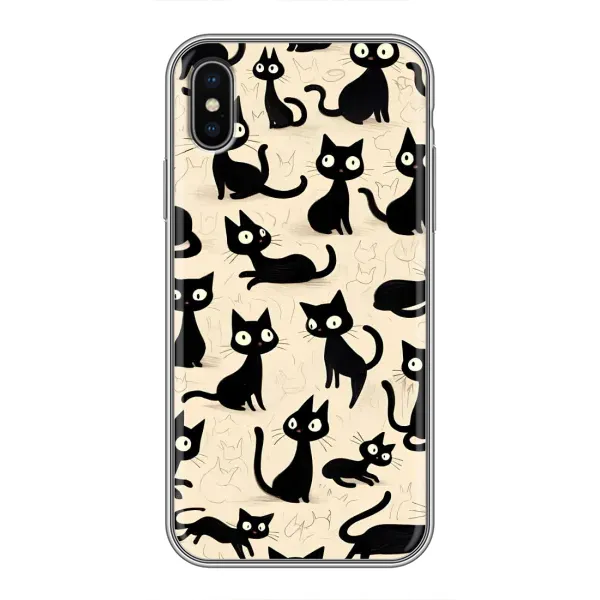 Чохол з принтом «Чорні коти» для iPhone X