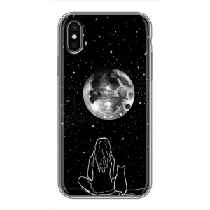 Чохол з малюнком кіт на iPhone X (Дівчина з котом)