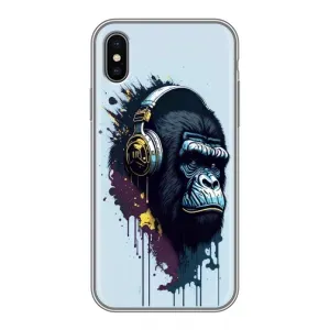 Чохол з Мавпами iPhone X - (AlphaPrint) (Горила в навушниках)