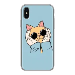 Чохол на Епл X з Котиками (VPrint) (Котик в окулярах)