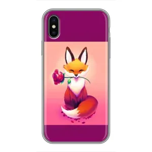 Чохли з картинкою Лисичка для iPhone X (VPrint) (Лиса з трояндою)