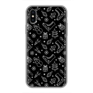 Новорічні, Святкові Чохли для iPhone X - 2024 год (Новорічний фон)