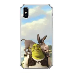 Чехол с мультфильмом Шрек на iPhone X (Шрек и Осел)