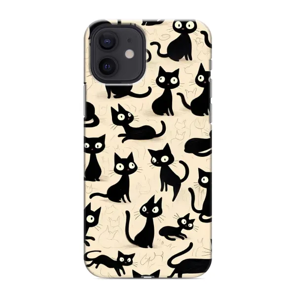 Чохол з принтом «Чорні коти» для iPhone 12 mini