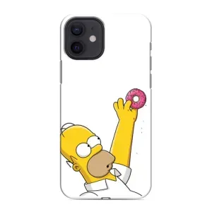 Чехол с Симпсонами для iPhone 12 mini (VPrint) (Гомер с пончиком)